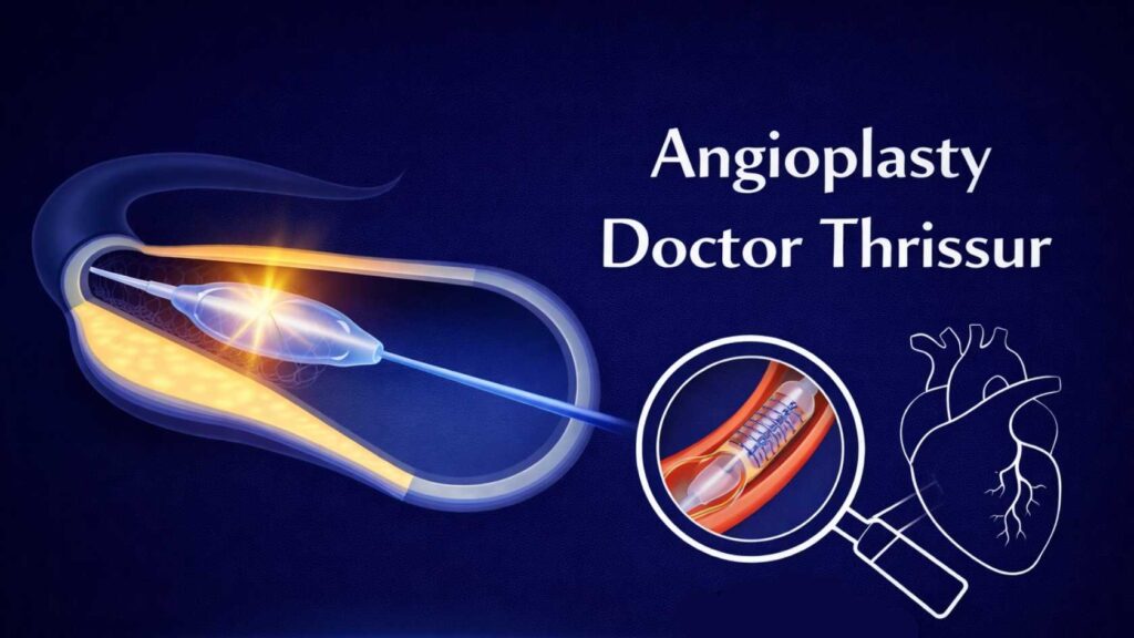 Angioplasty doctor in Thrissur showing balloon angioplasty procedure in artery